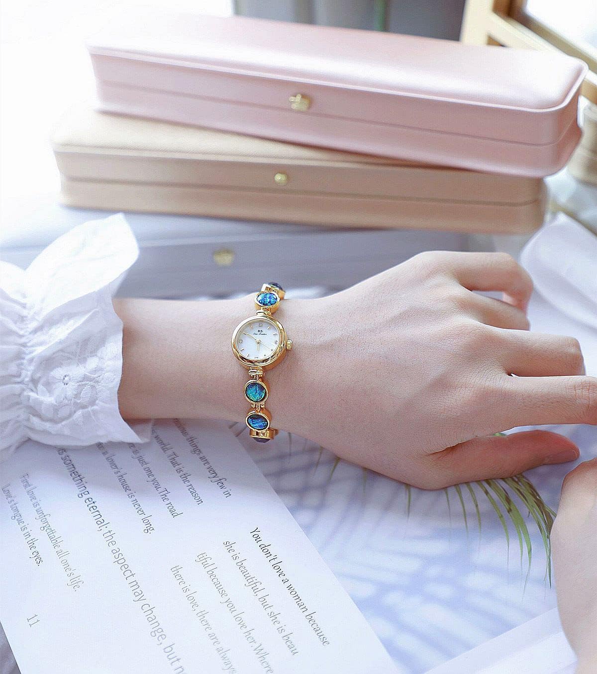 ADSBIAOYE Relojes de mujer de lujo vintage con cristales y diamantes, reloj de pulsera para damas, reloj de moda de vestir, reloj de cuarzo de pulsera, acero inoxidable, resistente al agua, reloj de