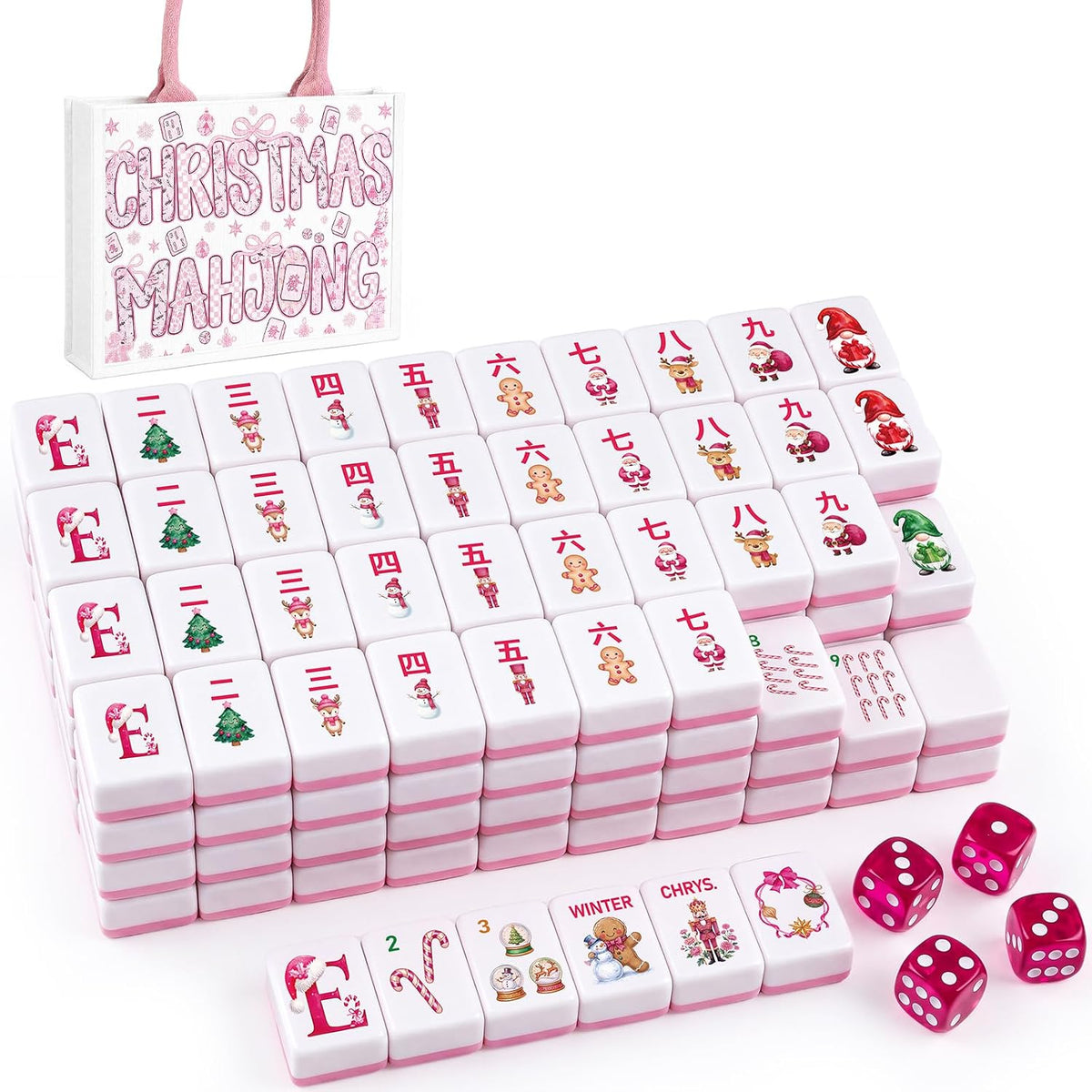 Kasyat American Mahjong - Juego de 160 azulejos con dados y bolsa con
