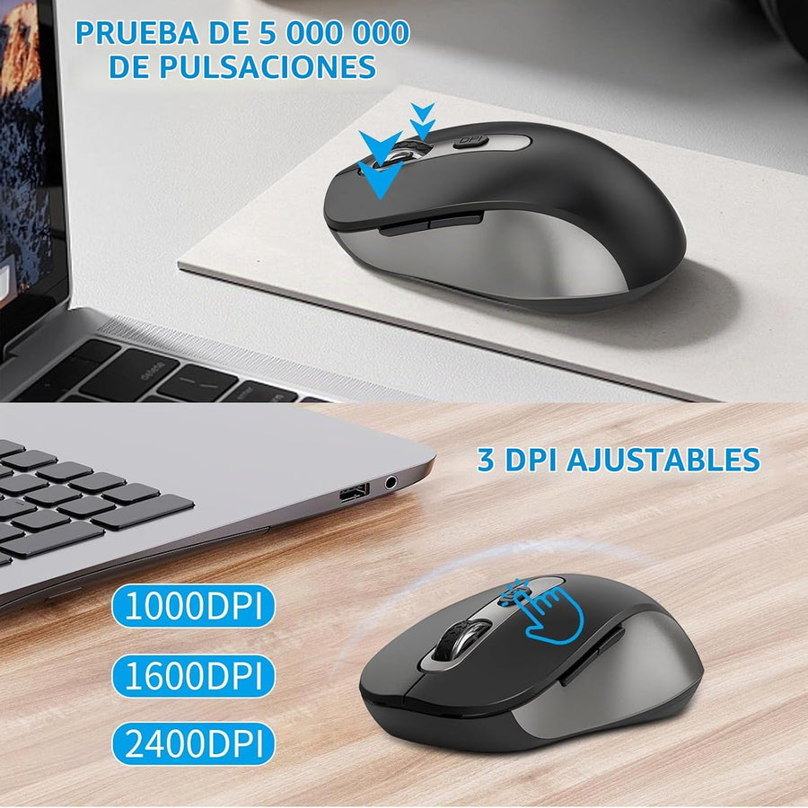 Combo de mouse y teclado inalámbricos, teclado de computadora de ta...