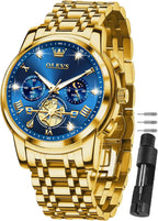 OLEVS Relojes para Hombre Lujo Acero Inoxidable Cara Grande Cronógrafo Vestir