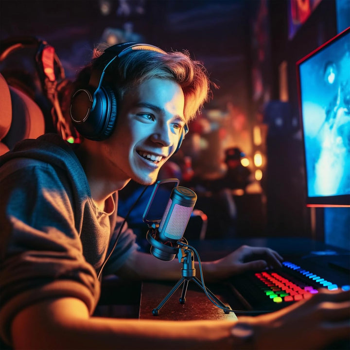 TONOR Micrófono USB Gaming para PC, micrófono de condensador cardio...
