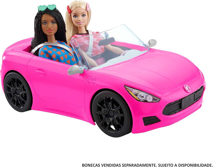 Barbie Vehículo convertible de 2 plazas, coche rosa con ruedas gira...