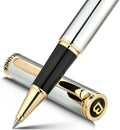 BEILUNER - Bolígrafo de lujo con bola de rodillo, impresionante diseño de cromo plateado con acabado en oro de 24 quilates, diseños nobles y elegantes, repuesto de tinta Schneider, el mejor bolígrafo