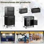 Goplus Cofre de herramientas, 6 cajones 3 en 1, gabinete de almacenamiento de herramientas extra grande con ruedas universales bloqueables de 4 pulgadas, bloqueo automático, forro protector, caja de