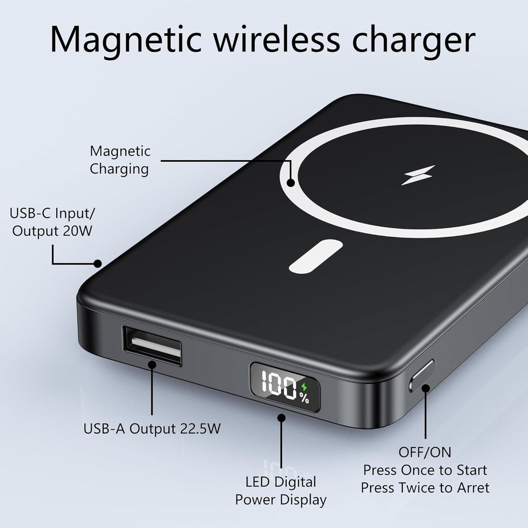YUJE Banco de energía magnético, para batería MagSafe de 10000 mAh,...