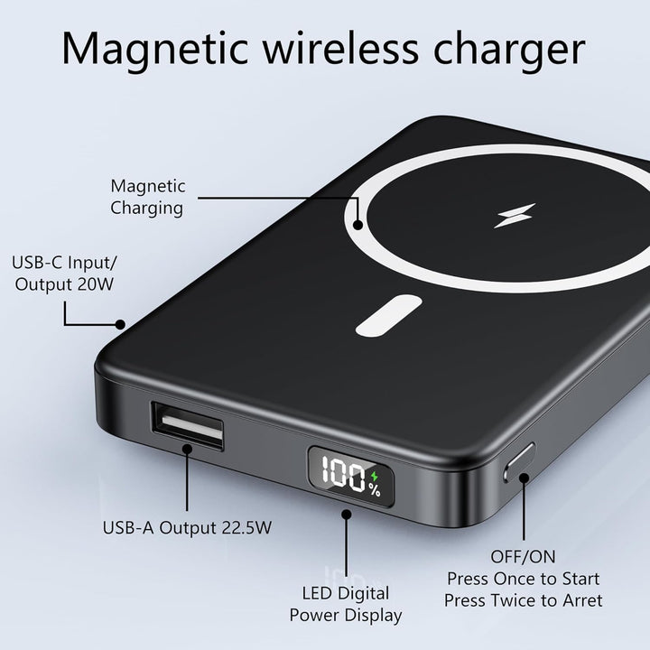 YUJE Banco de energía magnético, para batería MagSafe de 10000 mAh,...