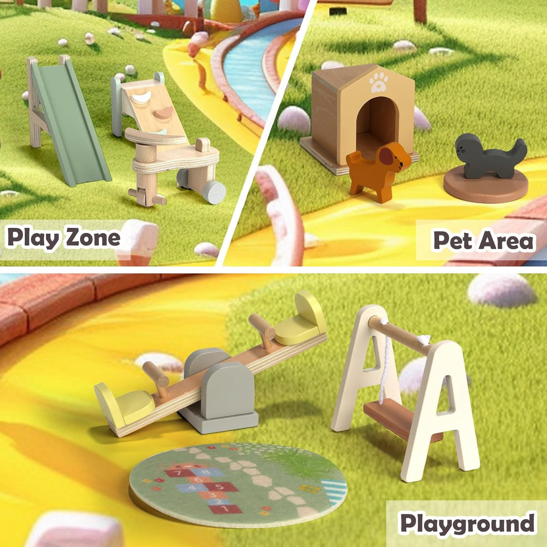 Juego de 26 piezas de muebles de madera para casa de muñecas, acces...