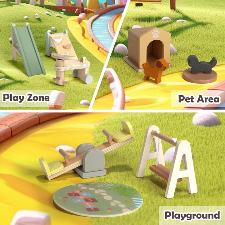 Juego de 26 piezas de muebles de madera para casa de muñecas, acces...