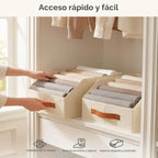 Contenedores de almacenamiento de tela para organizar, paquete de 6 cajas de almacenamiento grandes trapezoidales plegables con asa frontal, organizadores de armario y almacenamiento para