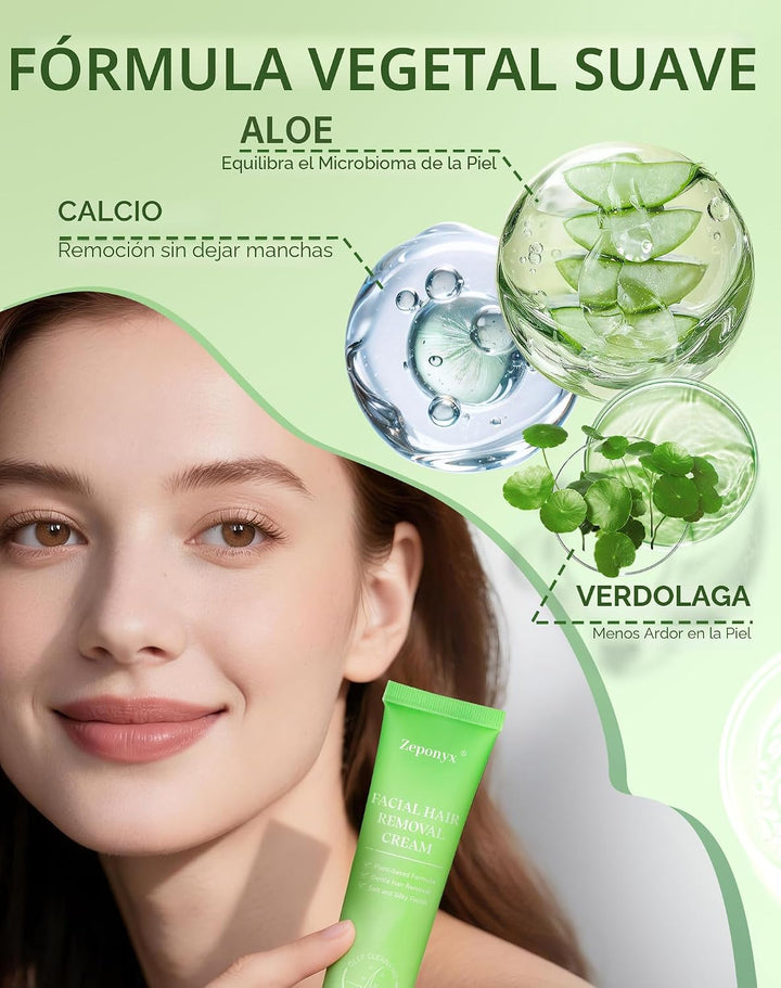 Crema depilatoria facial para mujeres, removedor de vello suave e i...
