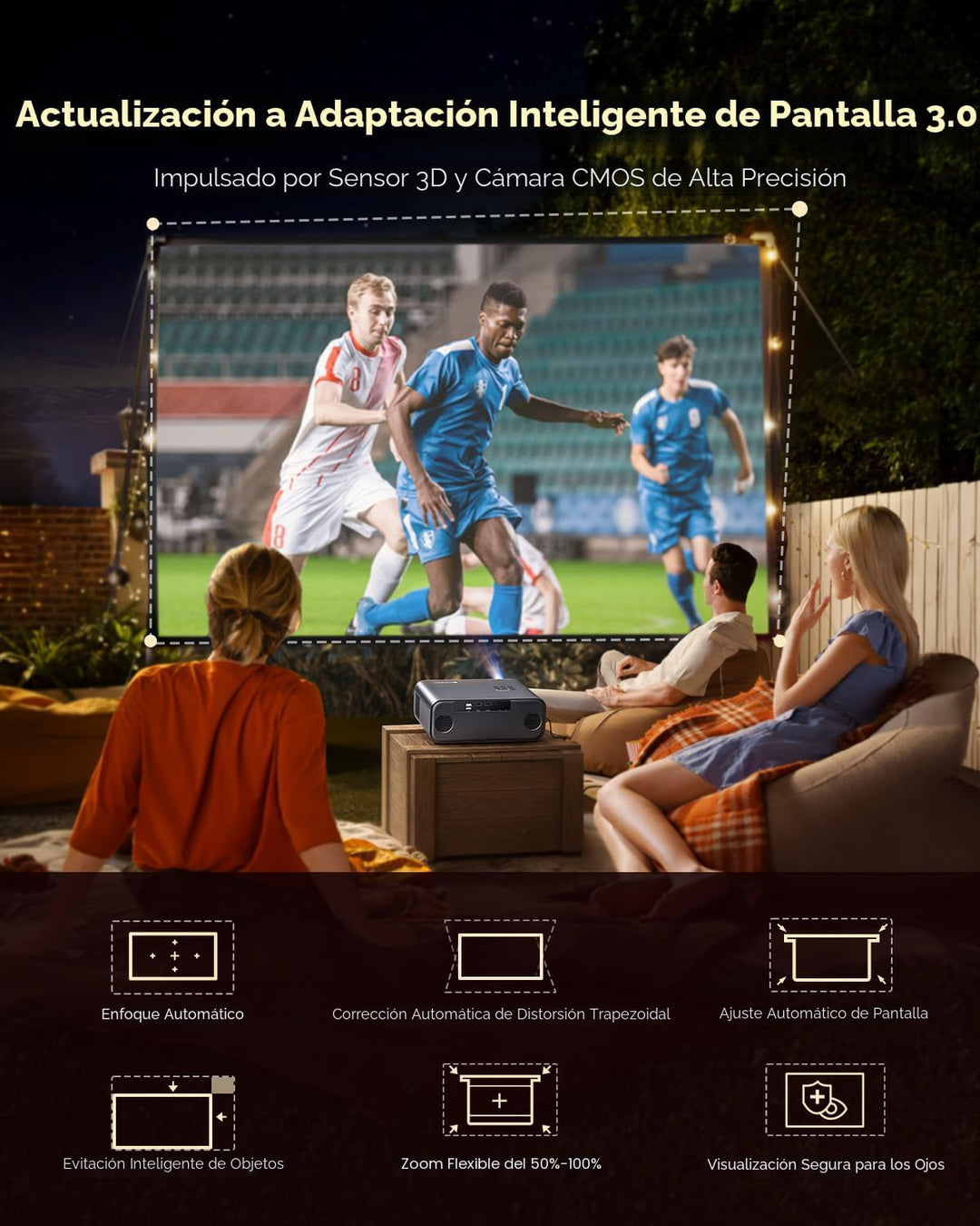 [Built-in Official Apps\/4K Support] Smart Outdoor Projector with W...
