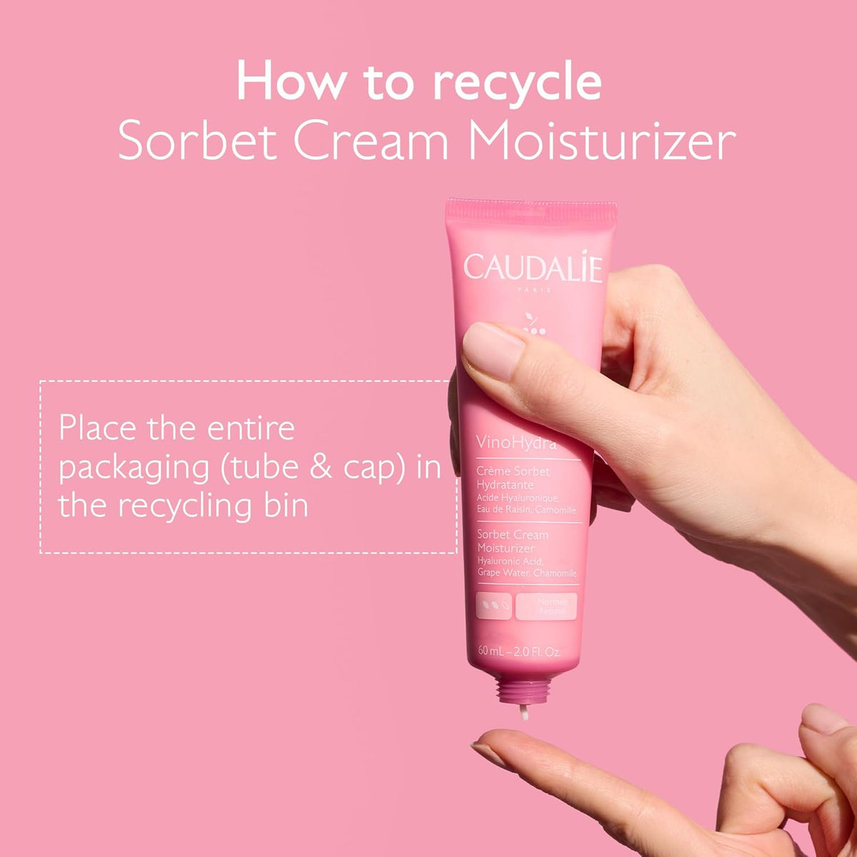 Caudalie VinoHydra Sorbet Crema Hidratante con Ácido Hialurónico -...