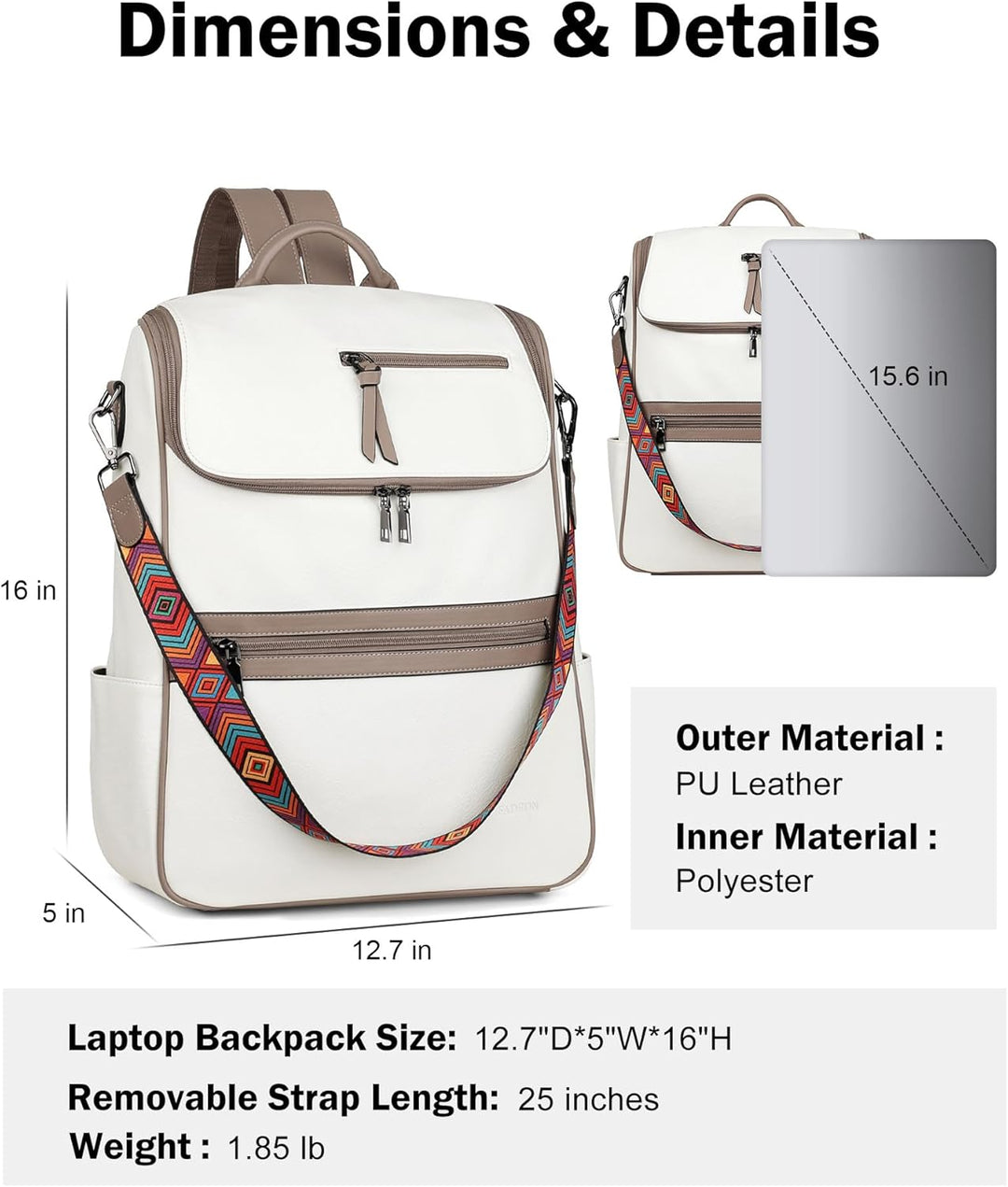 FADEON Mochila para computadora portátil para mujer, mochila de via...