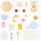 Juego de panqueques de madera – 44 piezas de juguete de cocina con sartén, espátula, jarabe, coberturas y más – Juego de comida de cocina para niños de 3, 4, 5 años