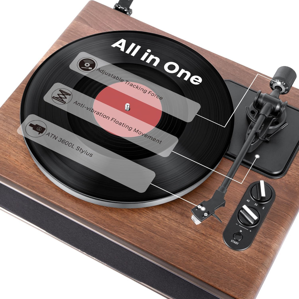 Tocadiscos de transmisión por correa de alta fidelidad 1 BY ONE con