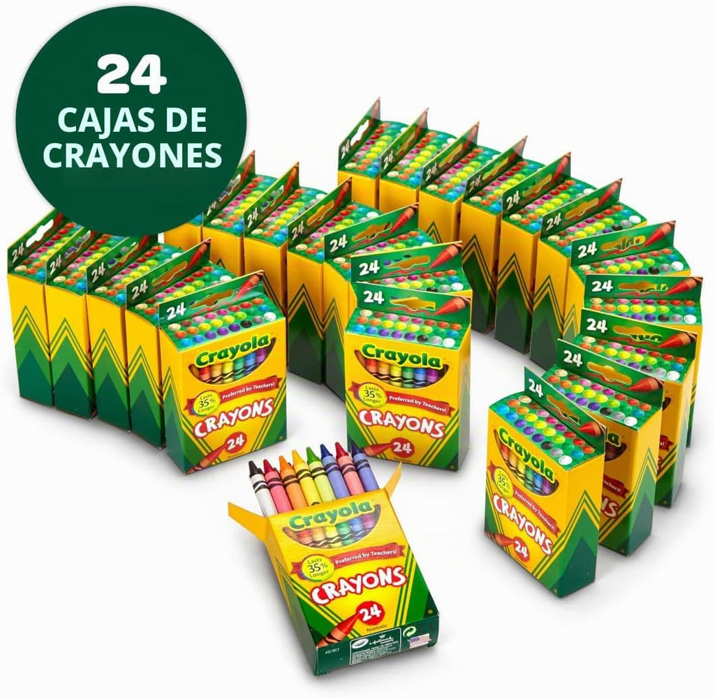 Crayola Crayons al por Mayor (24 Paquetes), Elementos Esenciales y Necesarios para Salones de Clase