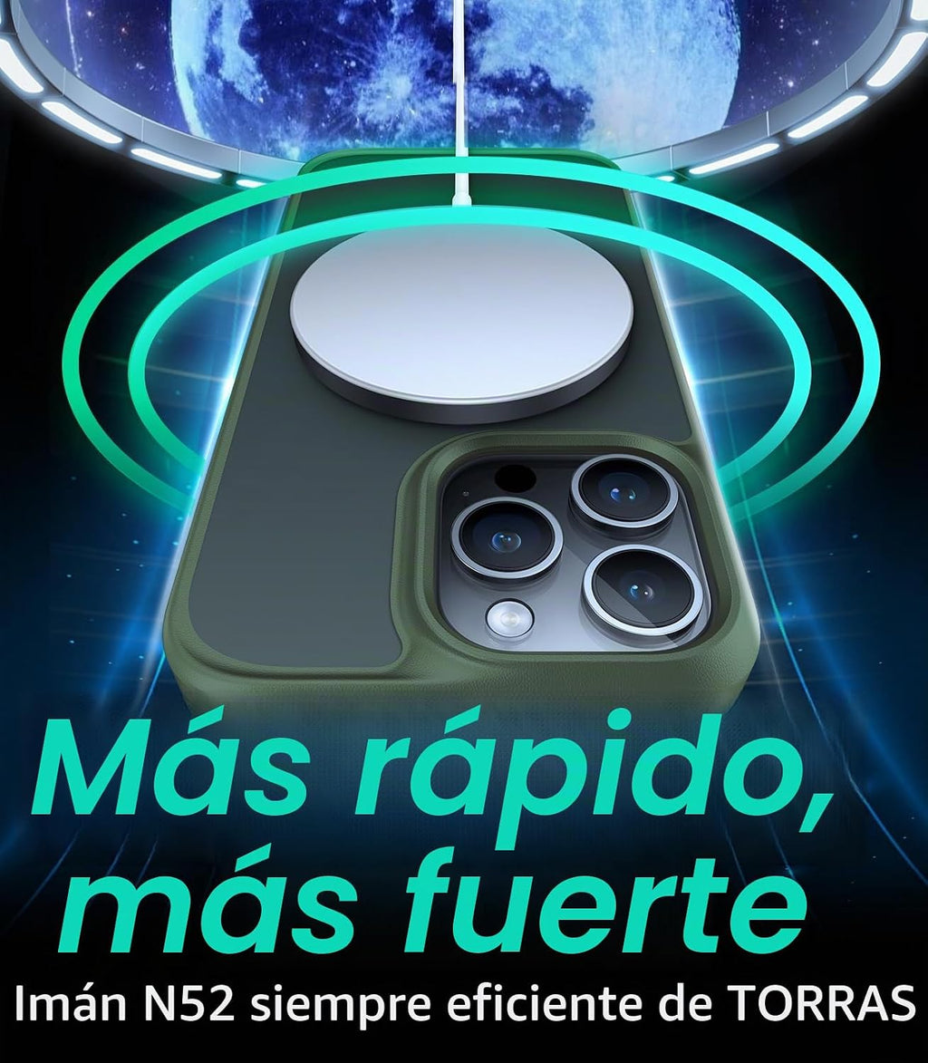 TORRAS Funda magnética a prueba de golpes para iPhone 15 Pro, grado mil