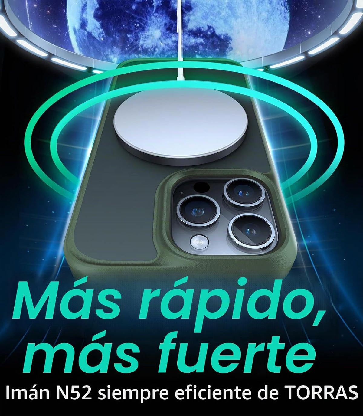 TORRAS Funda magnética a prueba de golpes para iPhone 15 Pro, grado mil
