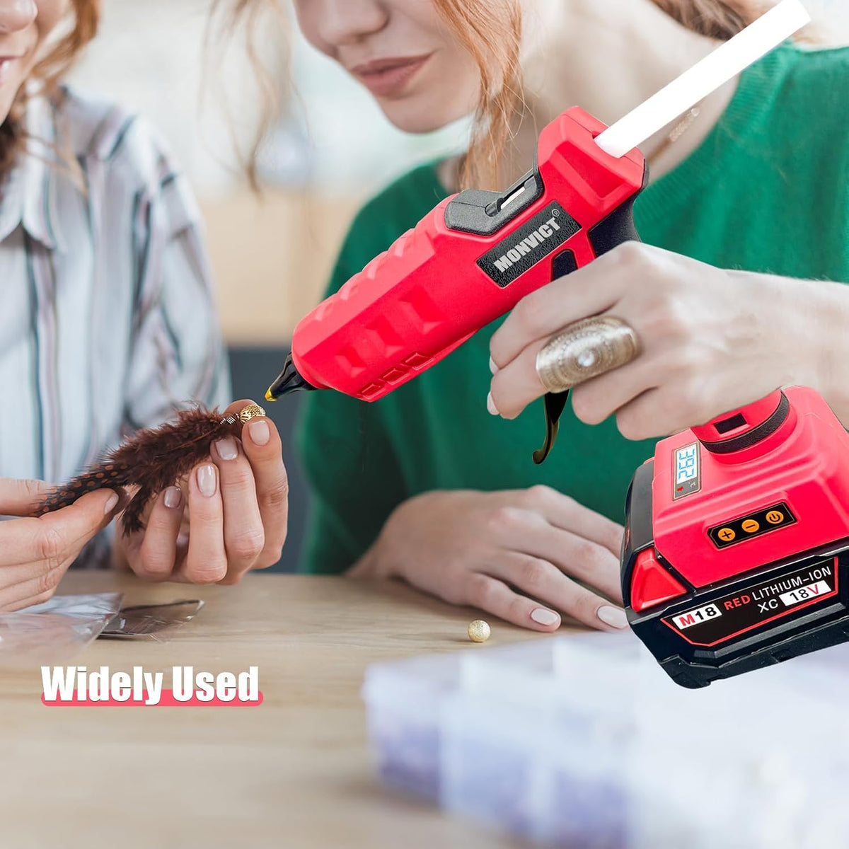 Pistola de pegamento caliente de 100W inalámbrica para batería Milwaukee 18V, pistola de pegamento caliente eléctrica portátil de tamaño completo de alta resistencia con temperatura digital