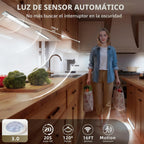 Paquete de 4 luces para debajo del gabinete, luz recargable con sensor de movimiento para interiores, luces magnéticas inalámbricas regulables, 32 luces LED debajo de la encimera para cocina, armario, escaleras, luz blanca