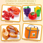 Juboury set de alimentos de juego para pretend para cocina de niños, con bolsa de almacenamiento