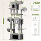 Globlazer Árbol para Gatos Grande, Torre de Escalada de 80 pulgadas de altura, F80F, Gris Claro
