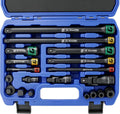 Juego de extensión de impacto 50BV30 de 19 piezas con barras, juntas giratorias, acoplador y adaptadores de unidad de 1/2", 1/4", 3/8"