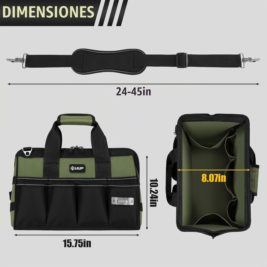 Bolsa de herramientas resistente de 15 pulgadas, organizador de caja de