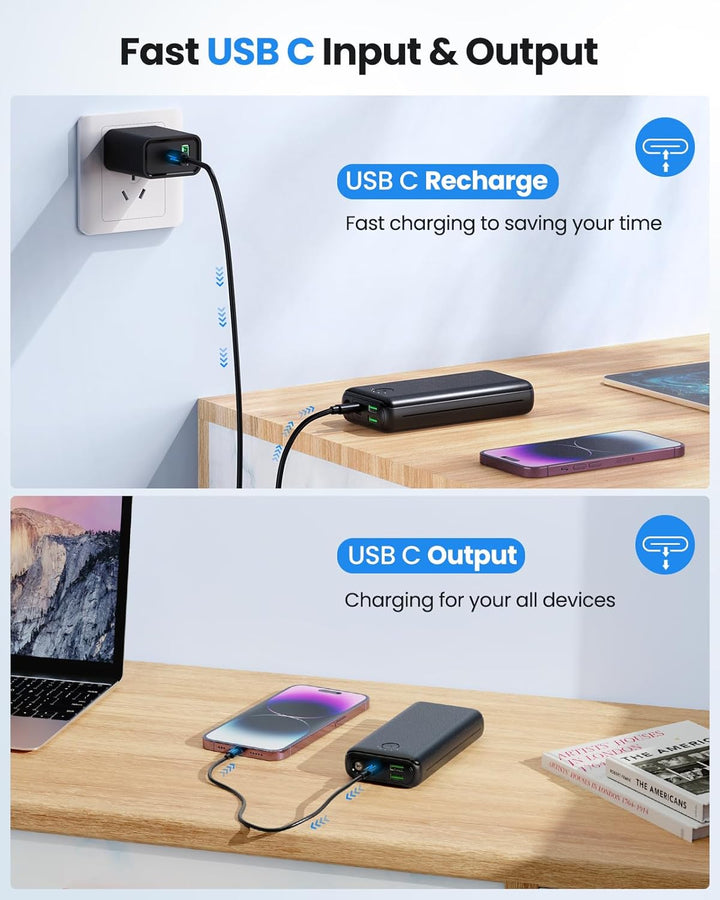 Cargador portátil DAOLOT Banco de energía 30000mAh USB C 22.5W Carg...