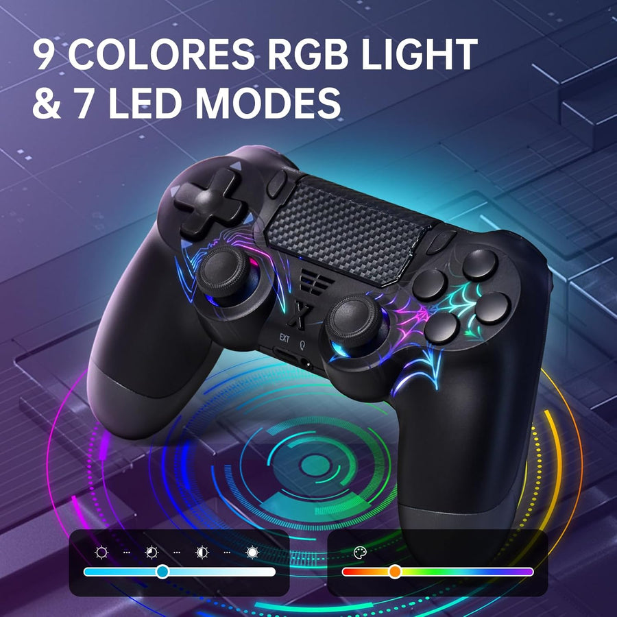 mone Wireless Controller for PS4\/PC, White Spider Design, Hall Eff...