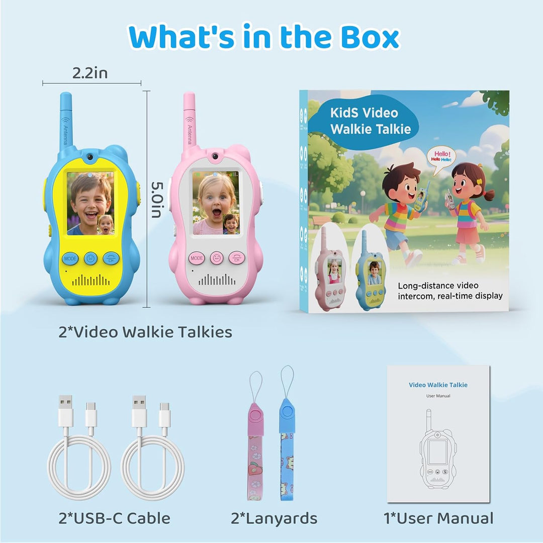 Walkie Talkies de video para niños, paquete de 2 radios recargables...