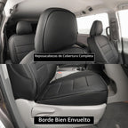 EKR - Funda de asiento para vehículo, 8 asientos, 2da fila con división 424, juego completo, tres filas, cuero, color negro