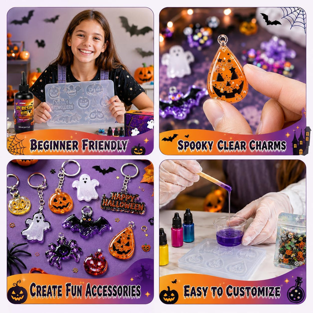 Lámpara ESAM Group Kit de joyería de resina UV de Halloween para niños