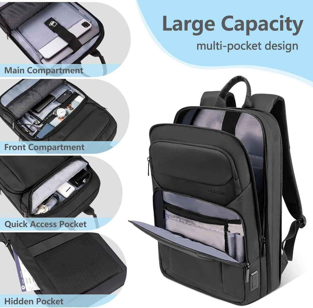 Lixiin Mochila para laptop para hombre, mochila de viaje expandible...