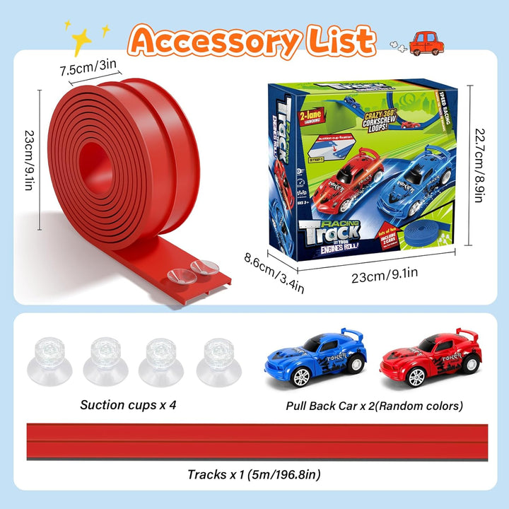 KETIEE Flex Tracks de 16 pies para niños: pista de rampa flexible c...