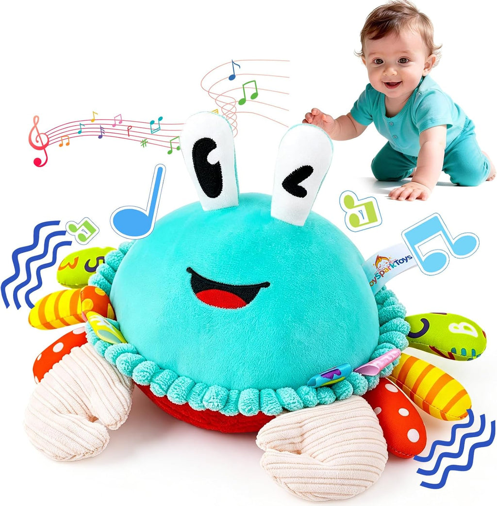 Juguete musical de cangrejo para bebé, juguetes sensoriales para bebés de 6