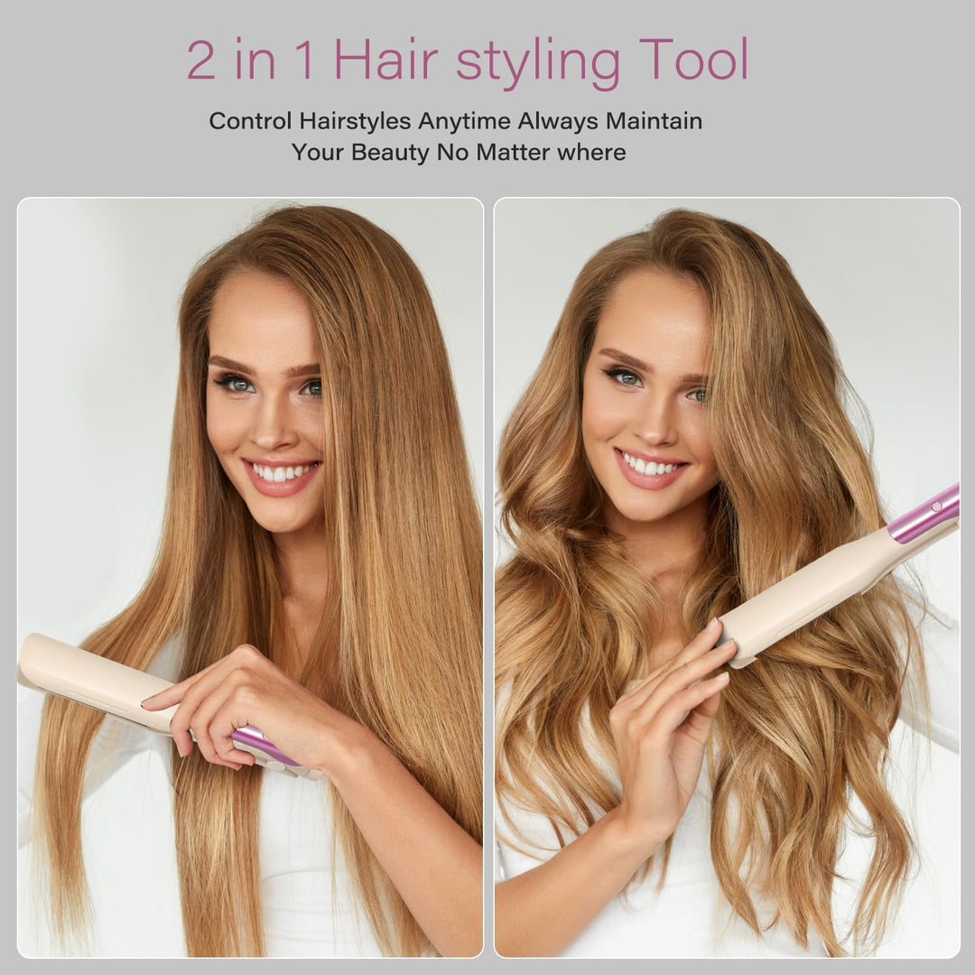 ZZR SEVEN Plancha de pelo de 1.25 pulgadas y rizador 2 en 1, revest...