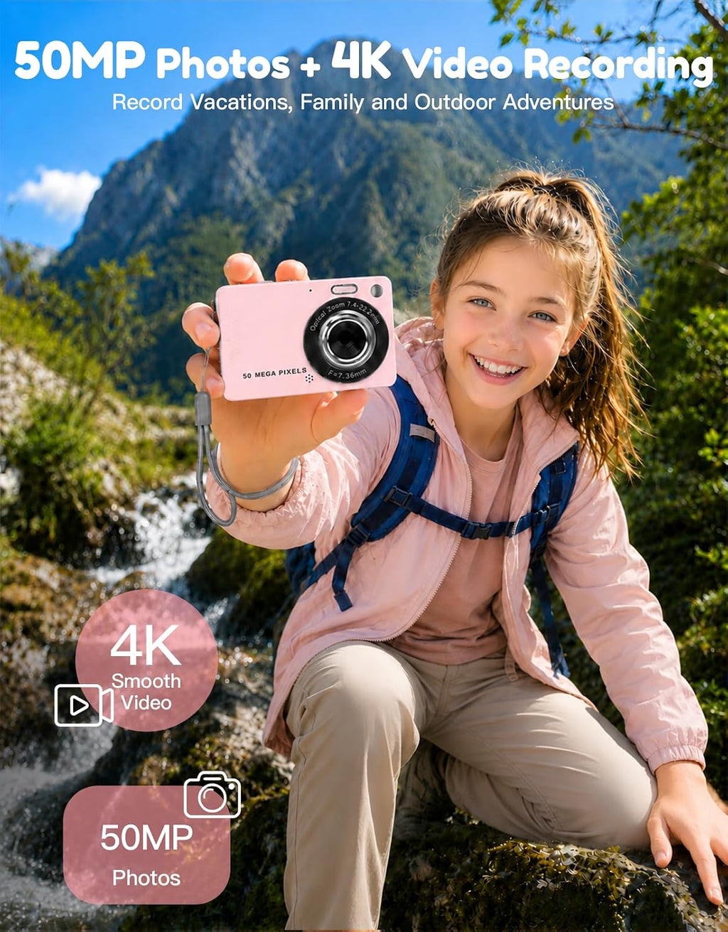 MOMILLA Cámara digital,Cámara subacuática 4K Vlogging,Cámara de 50MP para