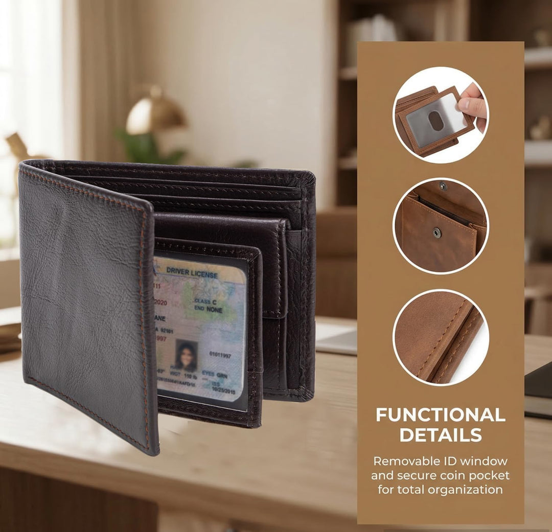 ITSCOSY Billetera para hombre con bloqueo RFID, suave, de piel auté...