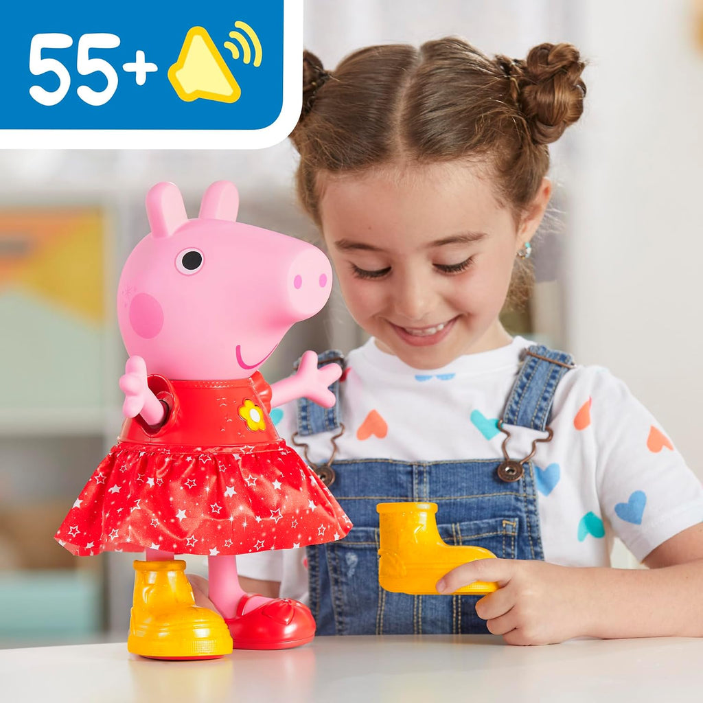 Peppa Pig Muérdago de Peppa Pig - Muñeca interactiva electrónica que canta y baila para fiesta en los charcos fangosos, juguetes preescolares interactivos para niñas y niños, a partir de 3 años