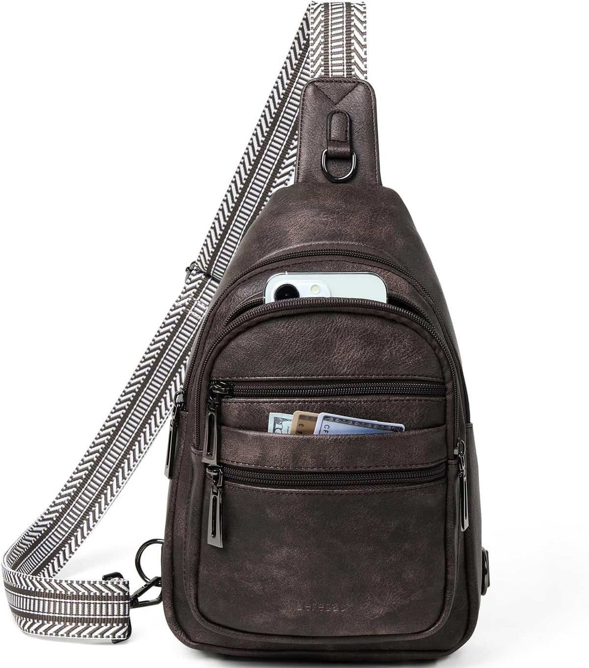 Bolso bandolera para mujer, cangurera cruzada, mochila de cuero vegano, bolso de viaje cruzado sobre el hombro, regalos para mujeres, café