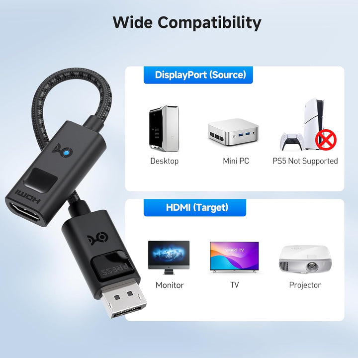 Cable Matters Adaptador DisplayPort 14 a HDMI 21 de 8K con