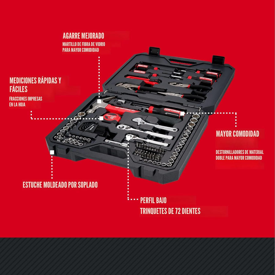 CRAFTSMAN Kit de herramientas de 102 piezas para el hogar y el auto...