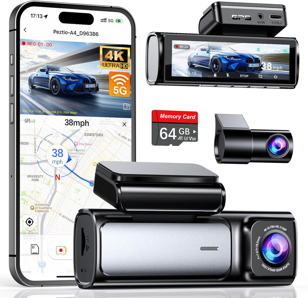 Affver Cámara de Tablero 4K Frontal y Trasera 5G WiFi GPS