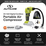 Auto Joe - Kit de compresor 24V-AJC-LTE de aire portátil inalámbric...