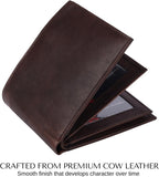 Billetera de cuero plegable para hombre con 3 ventanas para identificación