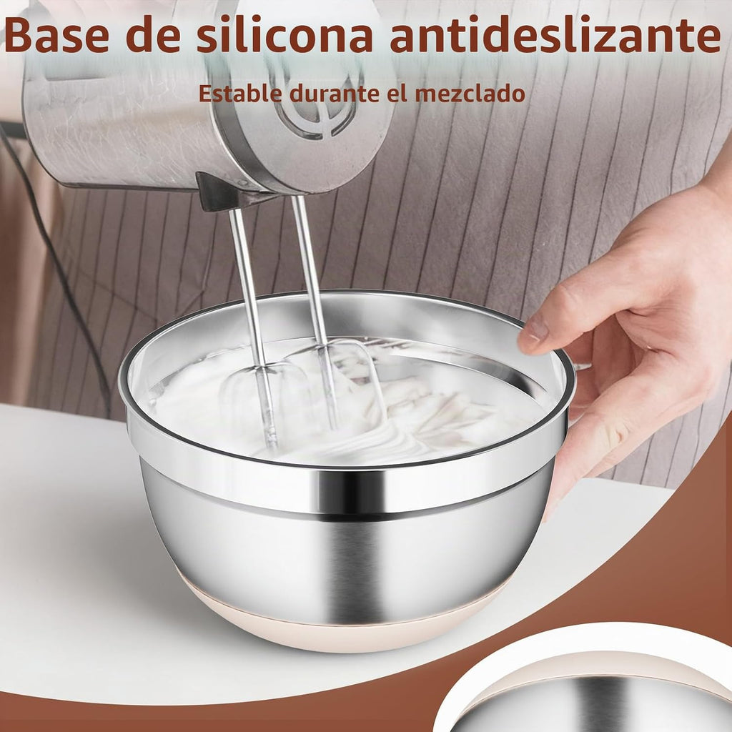 Paquete de 9 tazones para mezclar con tapas herméticas y accesorios