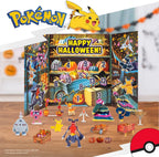 Calendario de Halloween Pokemon 2025 – Calendario con 11 figuras de batalla con acabado especial y cinco accesorios de tablero de fichas