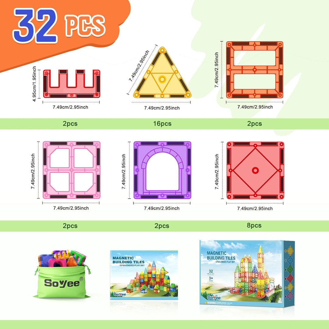 Soyee Bloques de construcción magnéticos para niños de 3 a