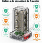 Regleta de alimentación con 12 tomas, 4 USB (1 USB C), cable de extensión de 10 pies con múltiples tomas, estación de carga, torre de regleta de alimentación, suministros de escritorio de oficina en